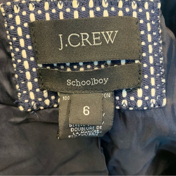 J. Crew navy white printed schoolboy blazer Sz 6 - Picture 8 of 14